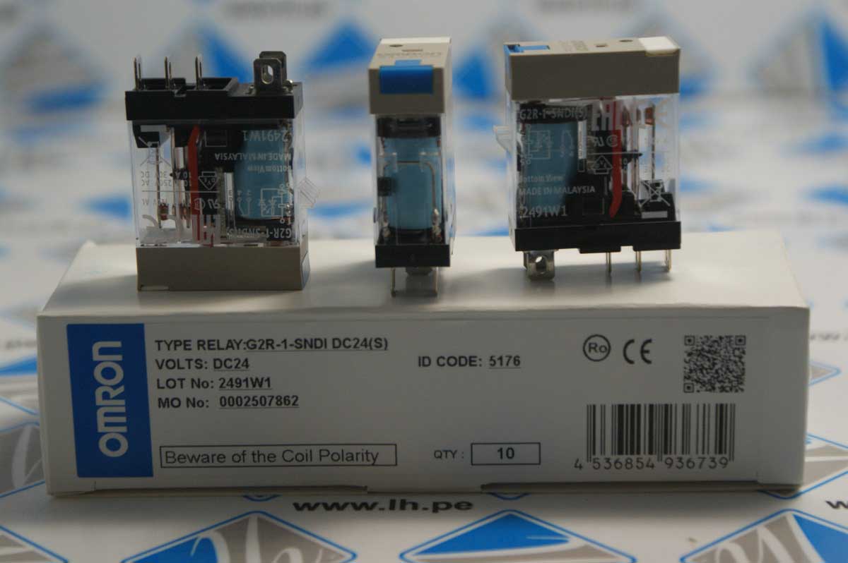 G2R-1-SNDI 24VDC (S)       Rele Miniatura SPDT, 24VDC, con diodo de protección, 5 pines planas, 10A/250VAC, 2500VA